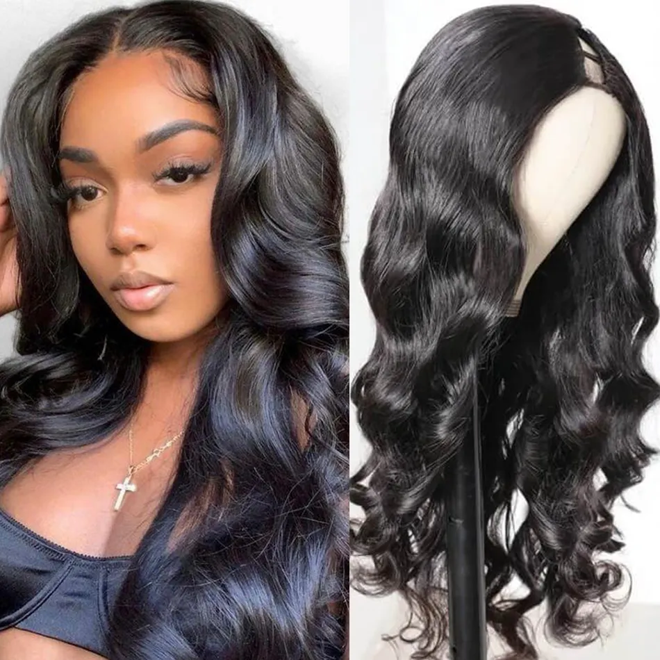 U Patrt Body Wave Wigs 100% Human Hair For Black Woman 150% Density Glueless U Shape Wig Remy Hair Brazilian