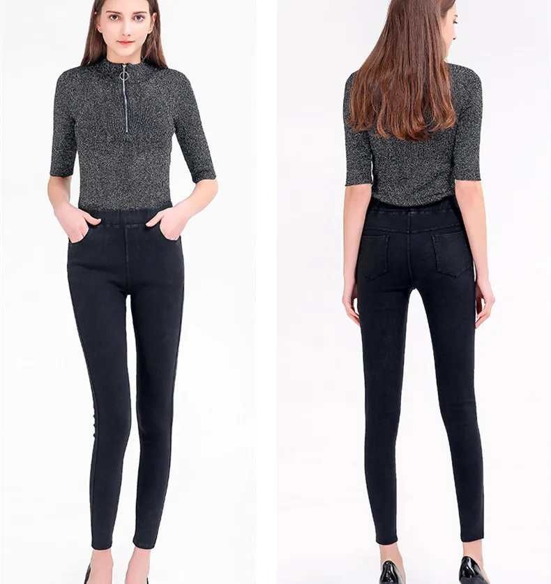 High Waist Black And Blue Skinny Jeans With 4 Pockets For Women Casual  Denim Fleece Lined Maternity Leggings Mujer 201014 From Xue04, $18.89
