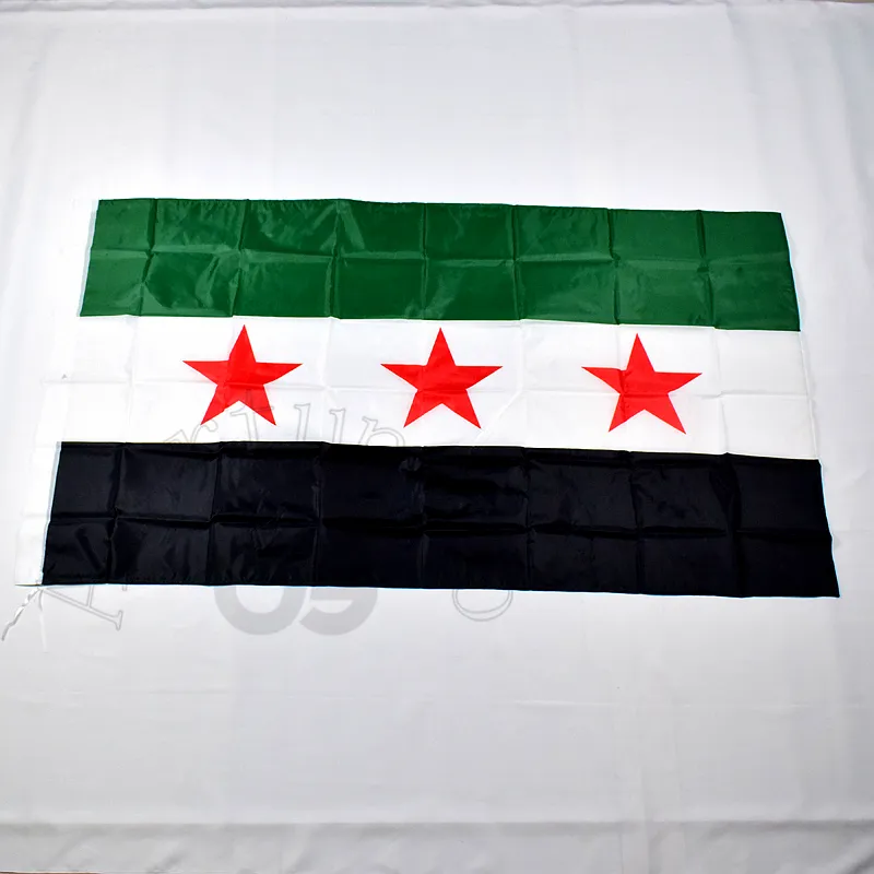 Syrien 90*150cm Die Syrische Arabische Republik Syrische Drei-Sterne-Flagge Banner 3x5 Fuß Hängende Dekoration Flagge C1002