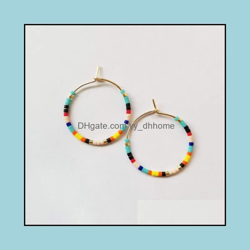 Hoop & Huggie Shinus Native Style Earring Stainless Steel Circle Miyuki Beaded Earrings Round Simple Ear Ring For Women Party Jewelry