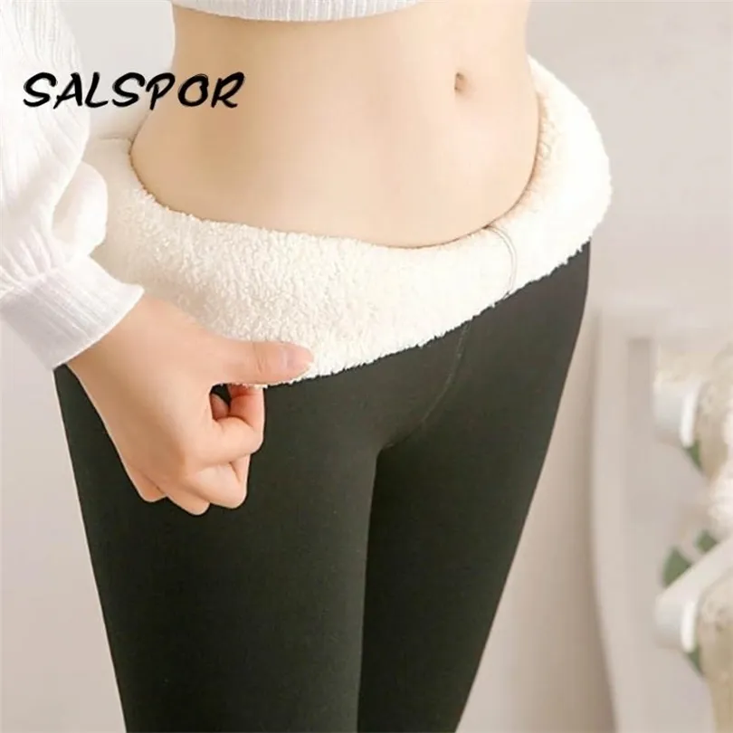 Salspor 2XL 따뜻한 겨울 두꺼운 legging 양모 양털 여성 의류 양죽 캐시미어 벨벳 바지 탄력성 S-2XL 211221