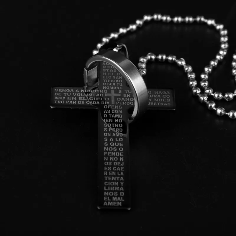 Kors Halsband Män Vackert Smycken Jesus Bibel Ring Hängsmycke Män Halsband