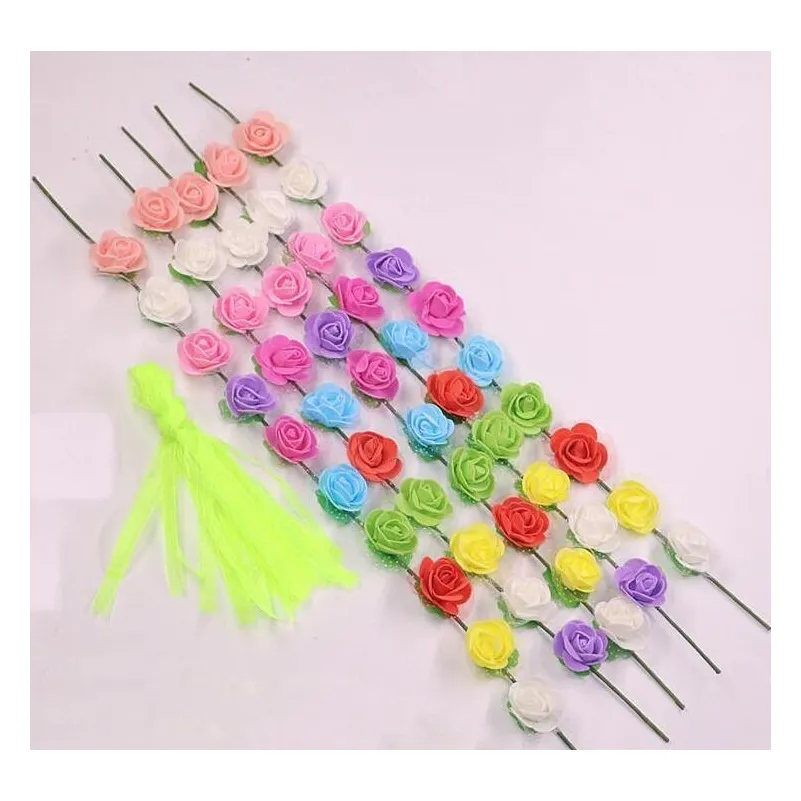 flashing led hairbands strings scrunchie glow flower crown headbands light party rave floral hair garland luminous hand decorative