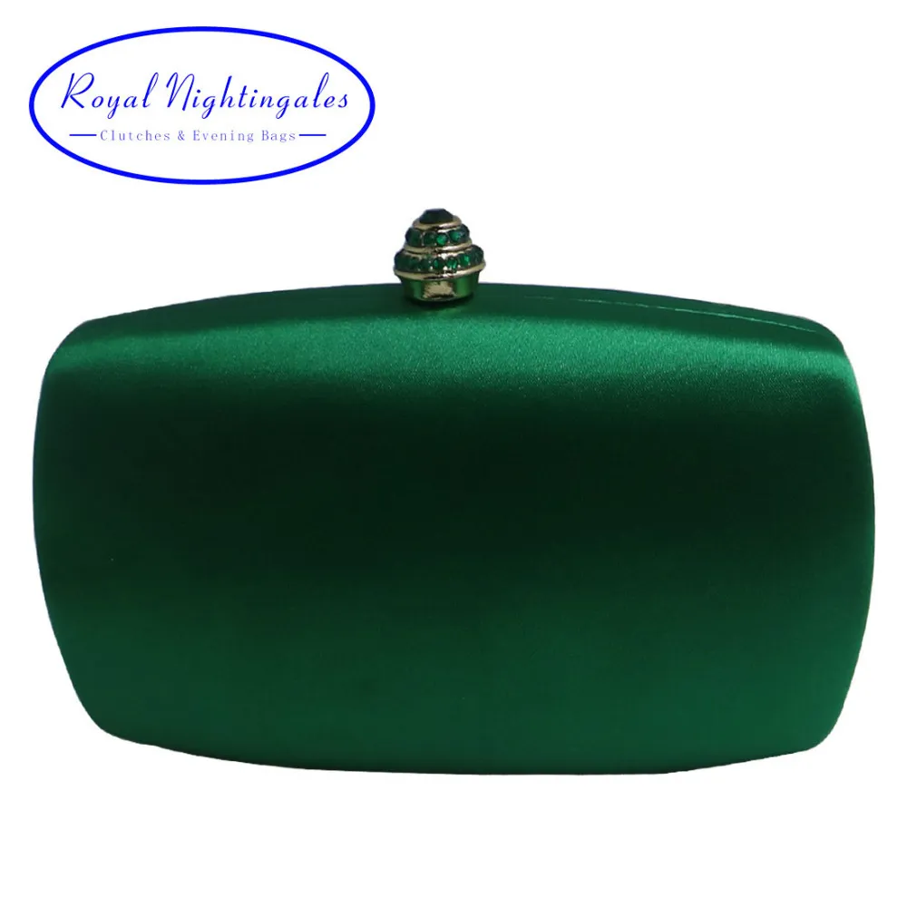 Pochette rigide élégante en Satin de soie, sacs vert foncé pour chaussures assorties et soirée de bal de mariage pour femmes Q1113