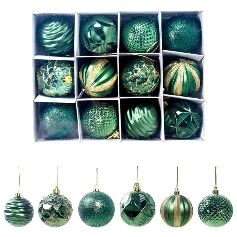 12 pcs brillant boule de Noël petit arbre de Noël incassable suspendu décorer 201128