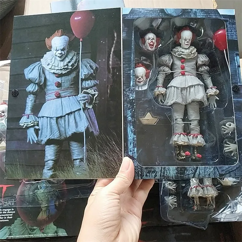 Pennywise Figure Neca Stephen King It Joker PennyWise Action Figure Horror Toy Doll Halloween Gift LJ200928