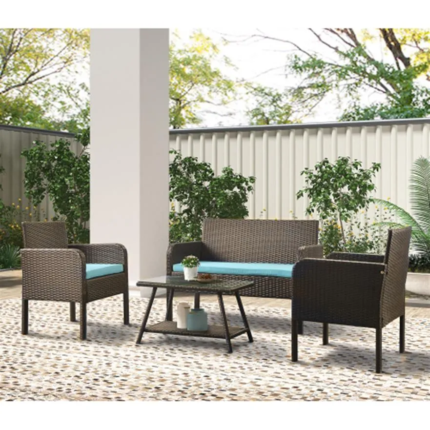 U_Style Rattan Sofa Sets Seating Group With Cushions Outdoor Ratten