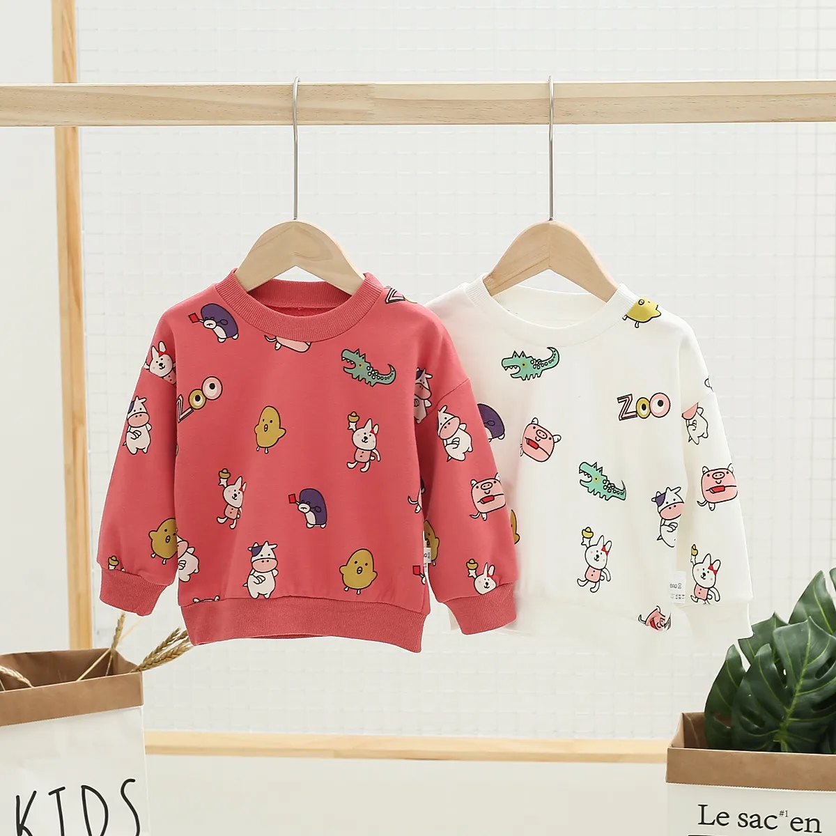 패션 아기 후드 귀여운 만화 동물 스웨터 유아 아기 어린이 소년 소녀 운동복은 의류 캐주얼 스웨터 LJ201007 탑