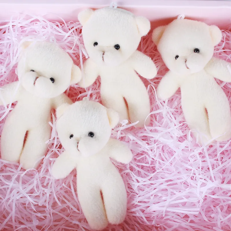 40 pcs/Lot Beige Mini ours en peluche animaux en peluche Bouquet ours nus fleurs pour cadeau de mariage petit ours petit pendentif