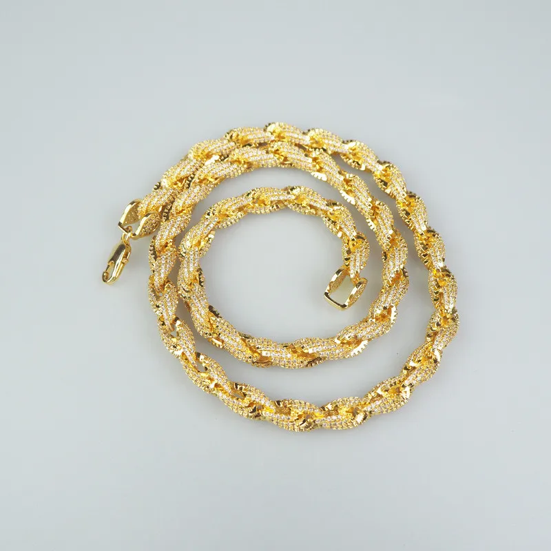 Unisex 10mm Gold Plated Cubic Cuban Rope Chain Necklace and Bracelet ...