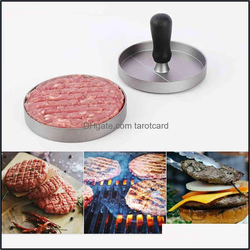 Vlees Patry Gereedschap Keuken Keuken, Dining Bar Thuis Tuin Ronde Vorm Non-Stick Toeristische Coating Hamburger Press Aluminium Legering Hamburgers Rundvlees