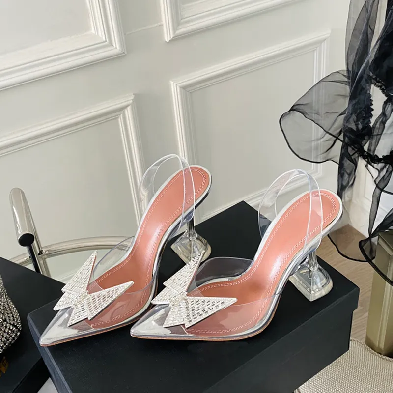 発生代引き不可 レディースドレスシューズトップクオリティ透明ポリ塩化ビニール ベグラムファッションボウクリスタルダイヤモンドバックル装飾スリング10cmかかとの靴の高級デザイナーレディースサンダル 送料無料15 Shoes Accessories Dress Shoes Ciamsasitio