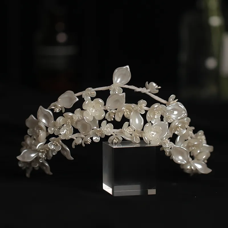 Fascia per capelli fatta a mano in cristallo di perle, corona da sposa, gioielli per capelli da sposa, copricapo da donna, accessori per feste
