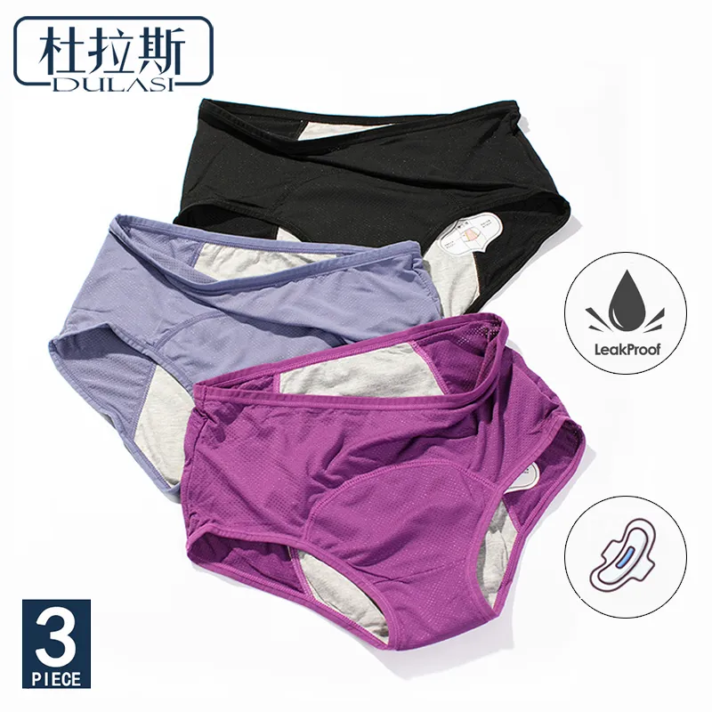 Femmes culottes étanches sous-vêtements menstruels imperméables absorbant la période physiologique slips taille moyenne sous-vêtements pour femmes DUL LJ200822
