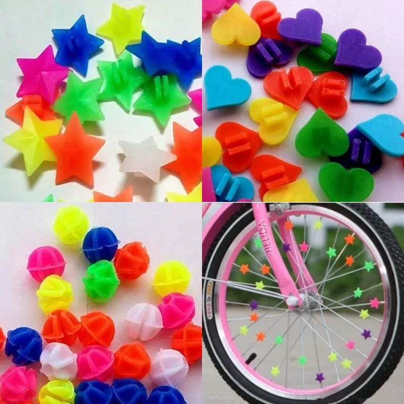 Kolorowy łańcuch rowerowy dekoracja dzieci gwiazda koralik Love Heart modne akcesoria w kształcie dziecięcy klips do kół rower mówił na zewnątrz 0 7gt K2