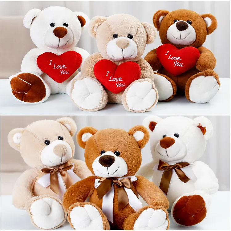 Heart bear bow tie plush doll cute cartoon teddy bear Valentine s day gift plush toys 25cm