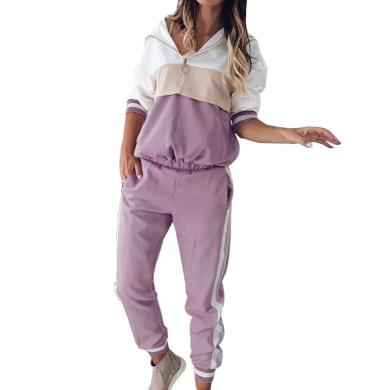 Tuta da donna Completi da due pezzi da donna Felpa con cappuccio Pantaloni sportivi Tute da ginnastica Completi da jogging Completo da donna