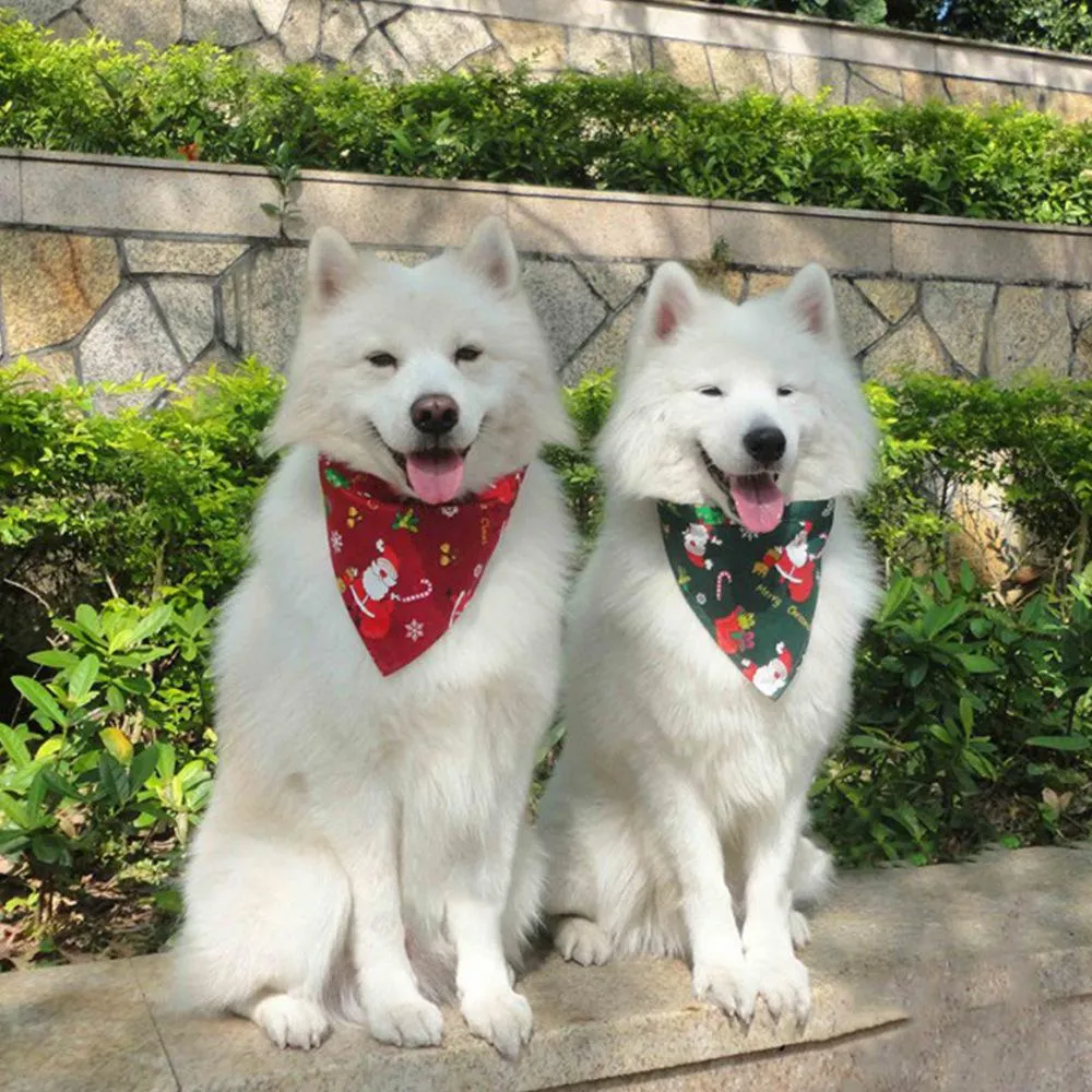 Dog Apparel Bandanas Collar Bandana för julparty Pet Scarf Neckerchief Tvättbara Bibs Cat Xmas Presenter