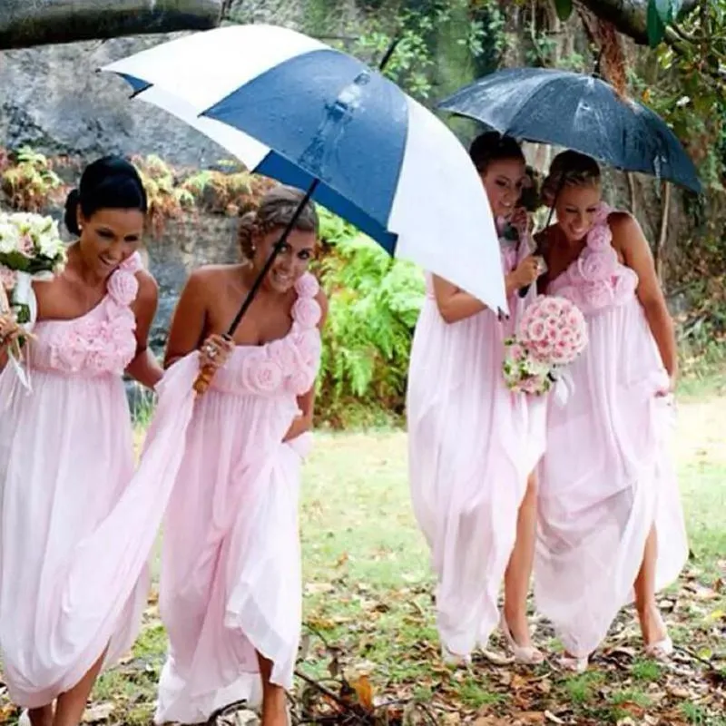 Vestidos de dama de honra rosa Um ombro em Império de Colo