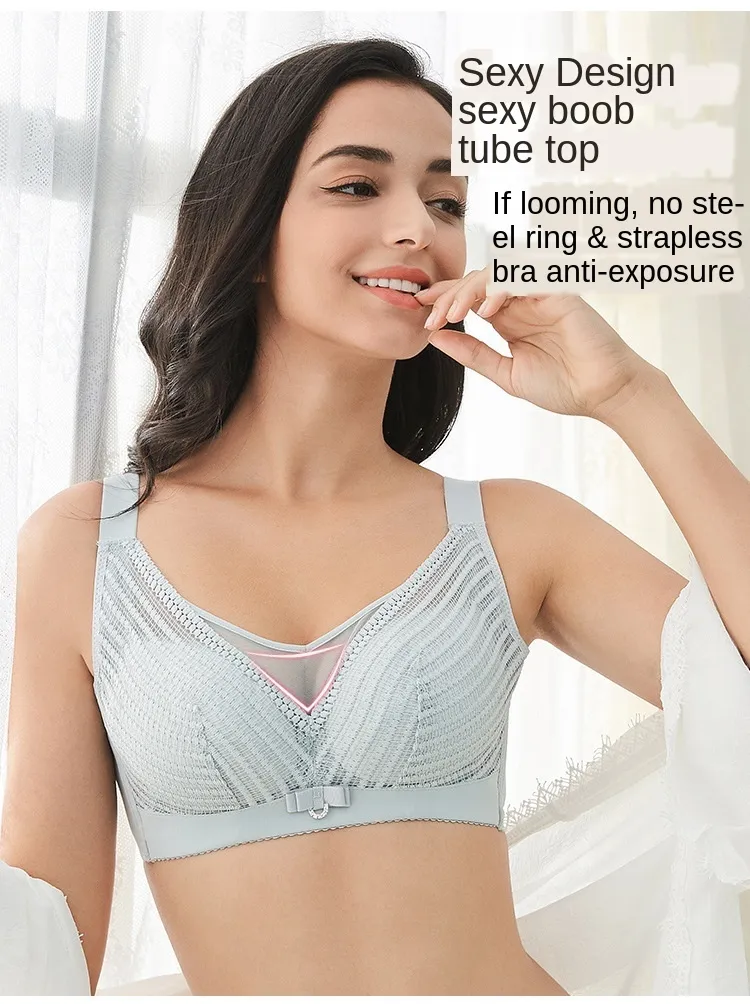Women's Thin Bra with No Steel Ring Small Chest Large Size Gathered Breasts  Comfortable and Women Bras Plus Size Sexy at  Women's Clothing store