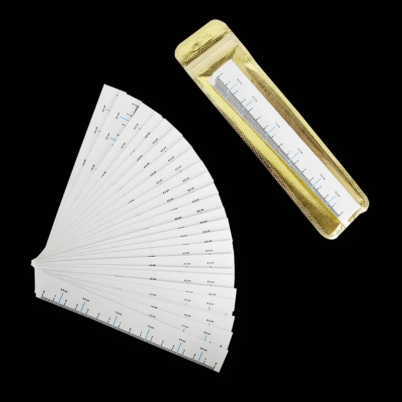 100pcs Disposable Eyebrow Ruler Sticker for Permanent Makeup Microblading Eyebrow Stencil Tattoo PMU Brow Shaping Measuring Tools