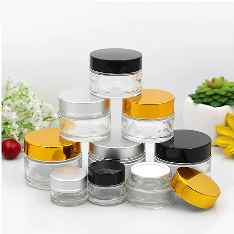 10 stks 5G 10G 20G 30G 50G lege transparante glazen potcontainers cosmetische room lotion poeder flessen potten reizen zalf doos