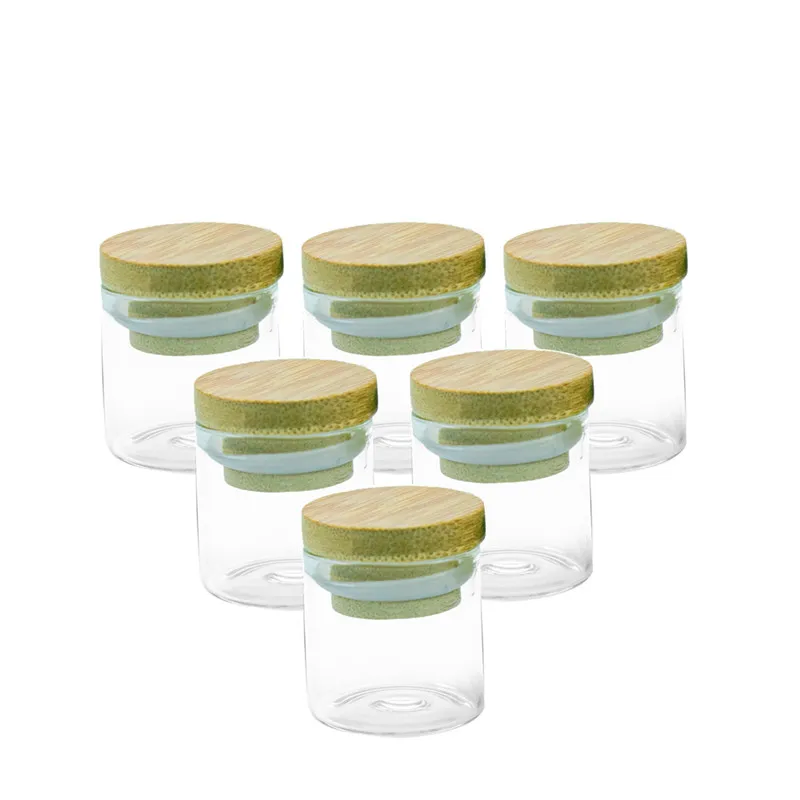 Garrafa Mini vidro com feijão Lid Bamboo armazenamento Jars chá do café dos doces Food bambu Multipurpose vazamento garrafas à prova de 10ml