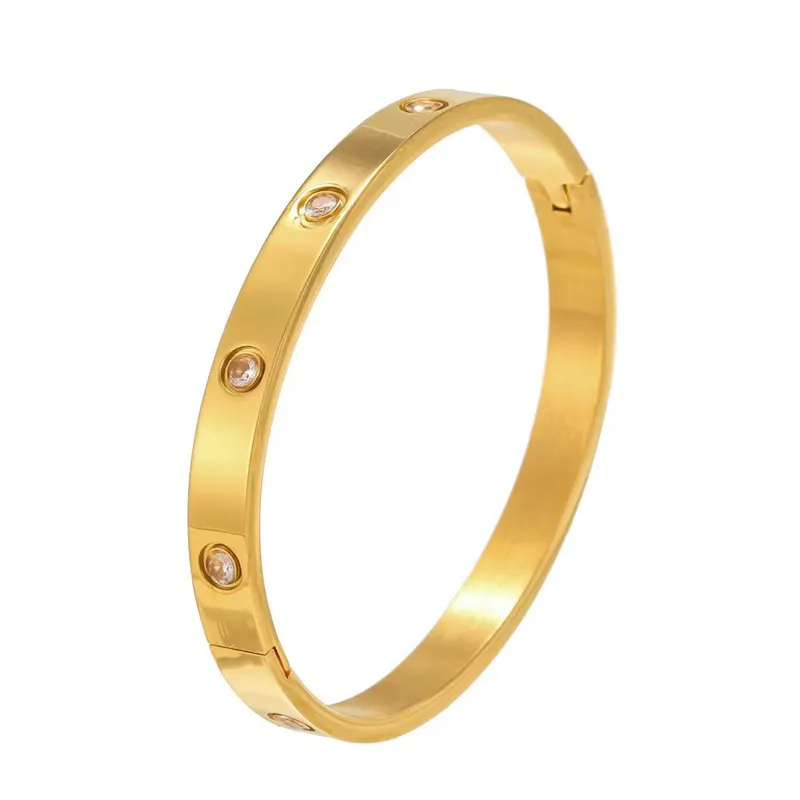 Designer Bijoux Gold Bangle Charm Lovers Bracelets Femmes Hommes Amitié Diamants En Acier Inoxydable Fête De Mariage Argent Hommes Bracel243f