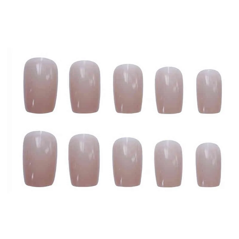 Falska naglar 24pcs Natural Färg Nail Extension Patch False Set Vattentät konstmaterial med lim Sana889 220225