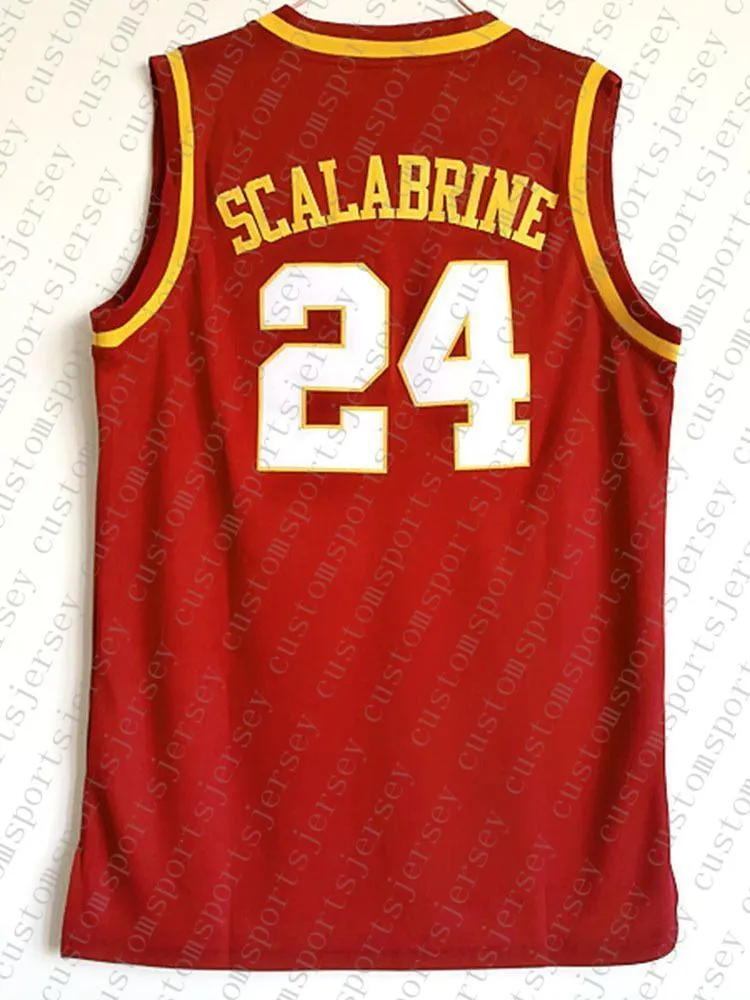 Personalizzato economico Brian Scalabrine # 24 Usc College Red Basketball Stitch personalizza qualsiasi numero nome UOMINI DONNE GIOVANI XS-5XL