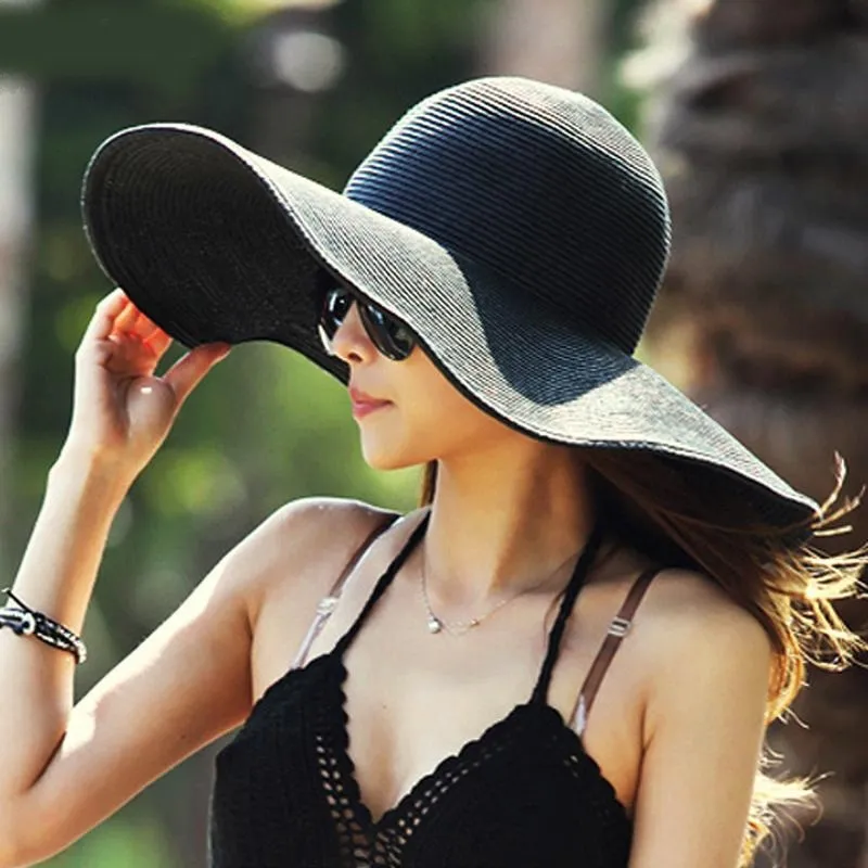 Hot Fashion Summer Women's Ladies 'Pliable Wide Large Brim Floppy Beach Hat Sun Straw Hat Cap Y200602