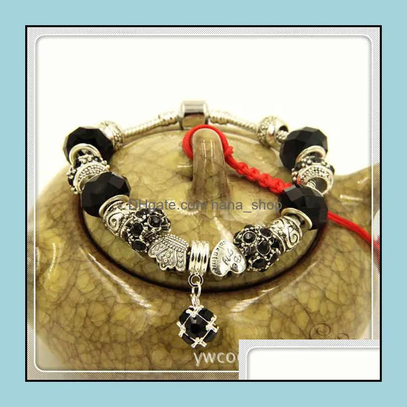 Valentine`s Day Bracelet Panjia Beaded gifts Amethyst Diamond Tibetan sier crown love jewelry