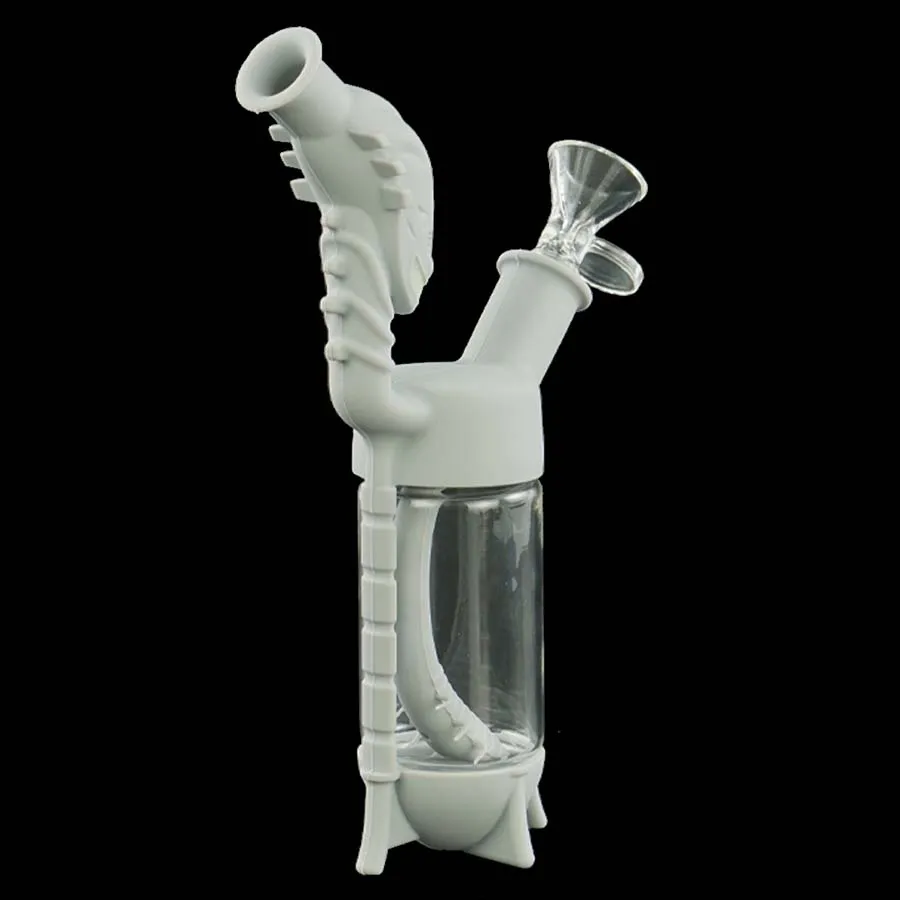 Hookahs Heteromorphism Shape Design 8 inch Alien Silicone Hookah with Glass Bowl Water Smoke Pipe Printing Bongs