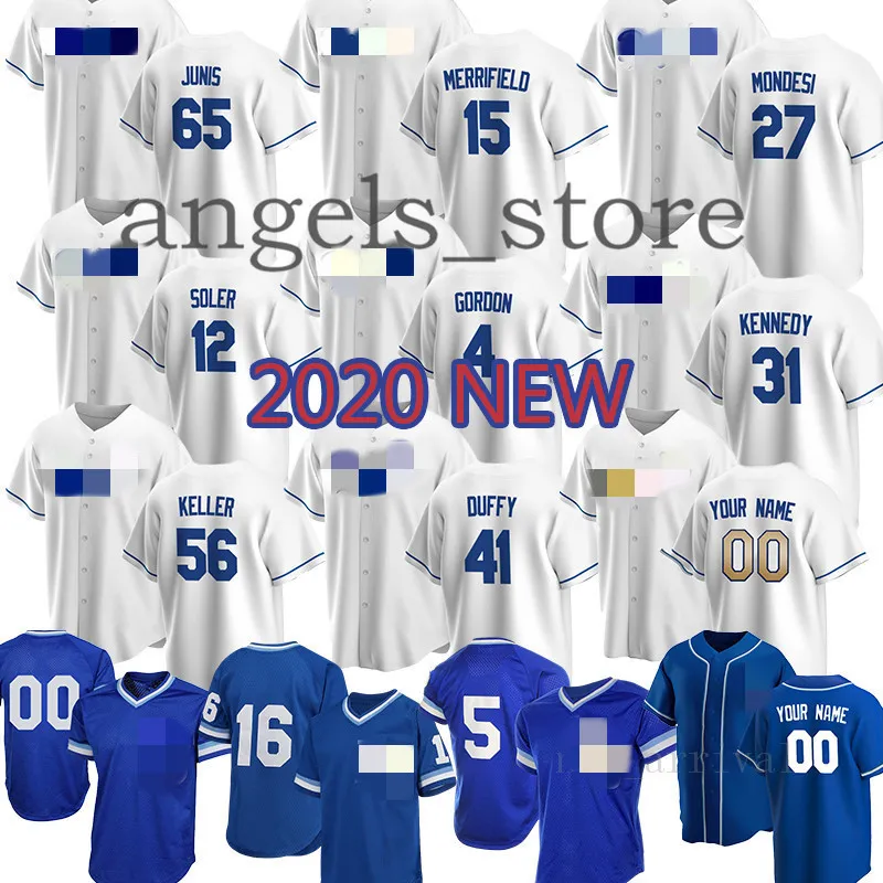 Mens Custom City Cuthbert Kennedy Jackson Junis Escobar Duffy Saberhagen Hosmer Mondesi Soler Moustakas Cain Gordon Salvador Perez