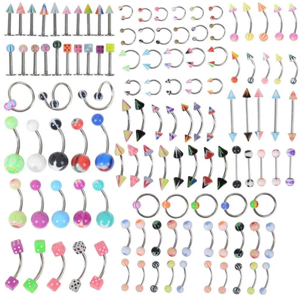 110pcs/lot fashion piercing define sobrancelha bar lábio pircing orar gânia de aço inoxidável jóias de corpo misto q jllhgv