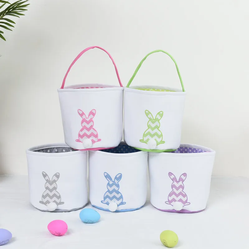 120 sztuk Easter Egg Storage Basket Canvas Bunny Ear wiadro Świąteczce Favors Creative Easter Gift Torba z dekoracji ogona królika przez morze Dap441