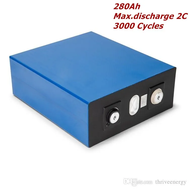 Spedizione gratuita ad alta capacità 3.2 V 280 Ah batteria al litio li-ion Lifepo4 batterie per auto per cicli lunghi del sistema solare