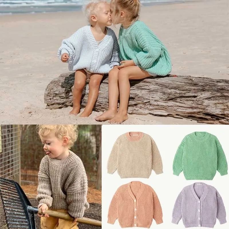 SS Brand New Autumn Winter Kids Swetry Dla Chłopców Dziewcząt Dzianiny Wysokiej Jakości Cardigan Dziecko Moda Modno Outwear Ubrania 201128