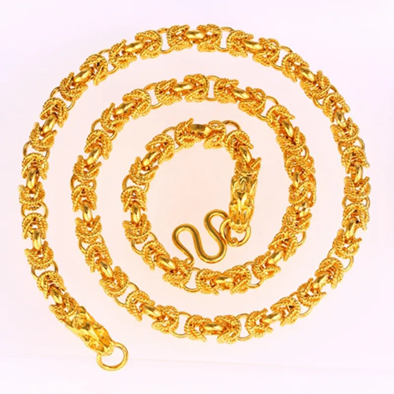 Regalo di gioielli classici con maglie a catena in oro giallo 18k da uomo con design massiccio a forma di drago