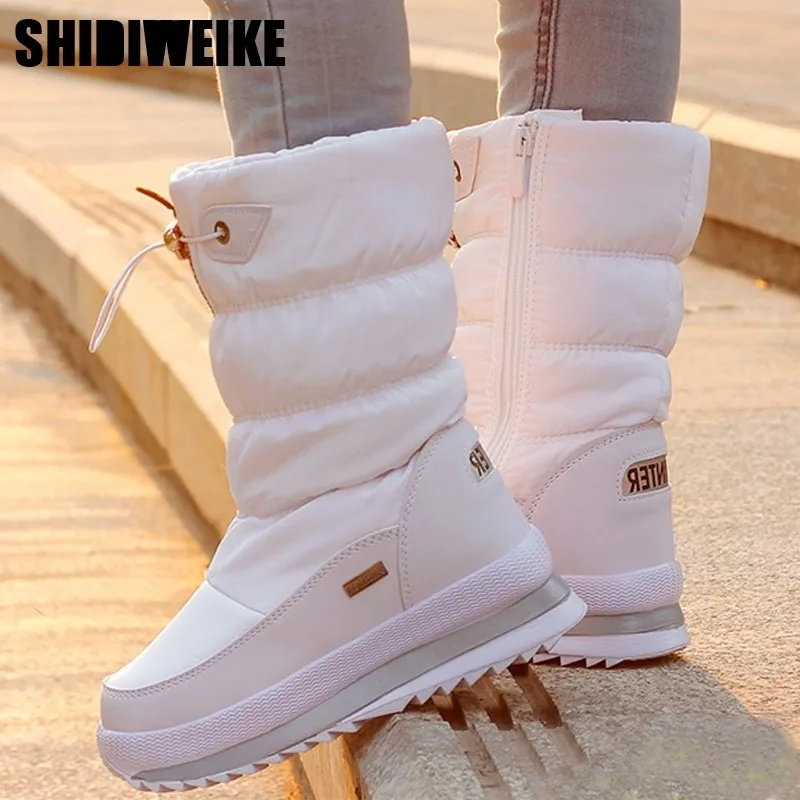 Klasik Kadın Ayakkabı Kış Botları Orta Kalf Kar Botları Kadın Sıcak Kürk Peluş İnşeli Yüksek Kaliteli Botalar Mujer Boyut 36-40 N544