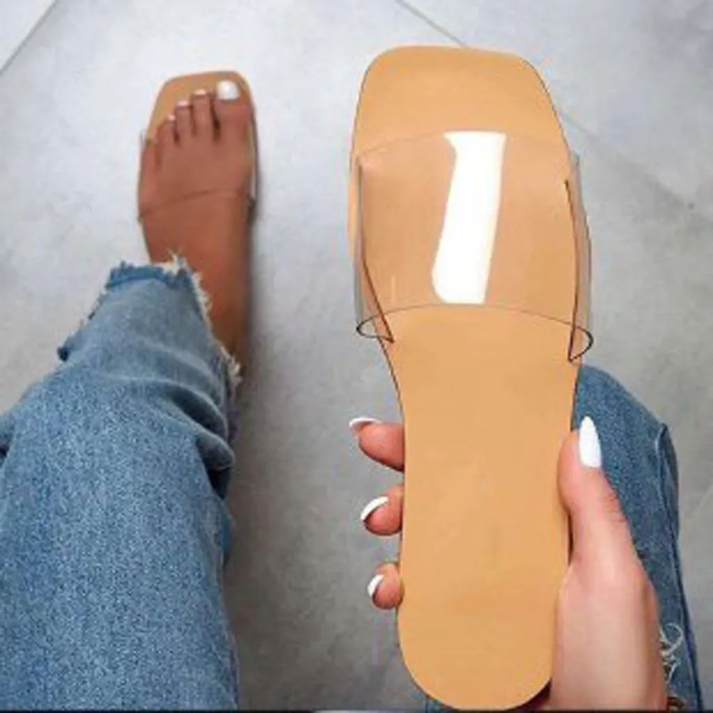 Summer Slippers sandals Shoes Woman 2020 Polka Dots Transparent open Toe Flip Flops Clear Women Outdoor Flat Beach Slides 6.9 X1020