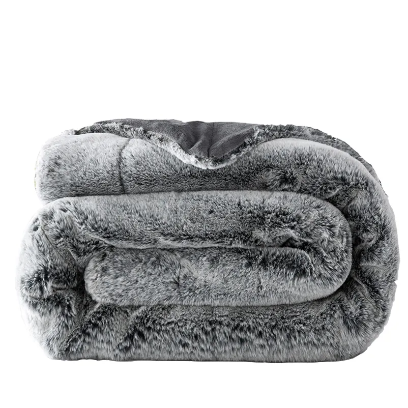 Couverture en peluche de fourrure de lapin moelleuse Chunky Canapé chaud Plaid Twin Pleine taille Soft Cobertor Mink Throw Canapé Chaise Couvertures de lit 201222