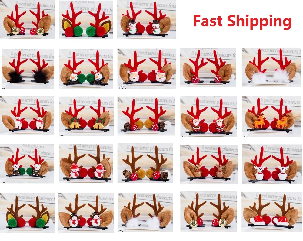 23 Styles Jul hårnål Cartoon Santa Claus Snowman Antler Hair Clip Child Adult Christmas pannband Juldekoration Hårklipp