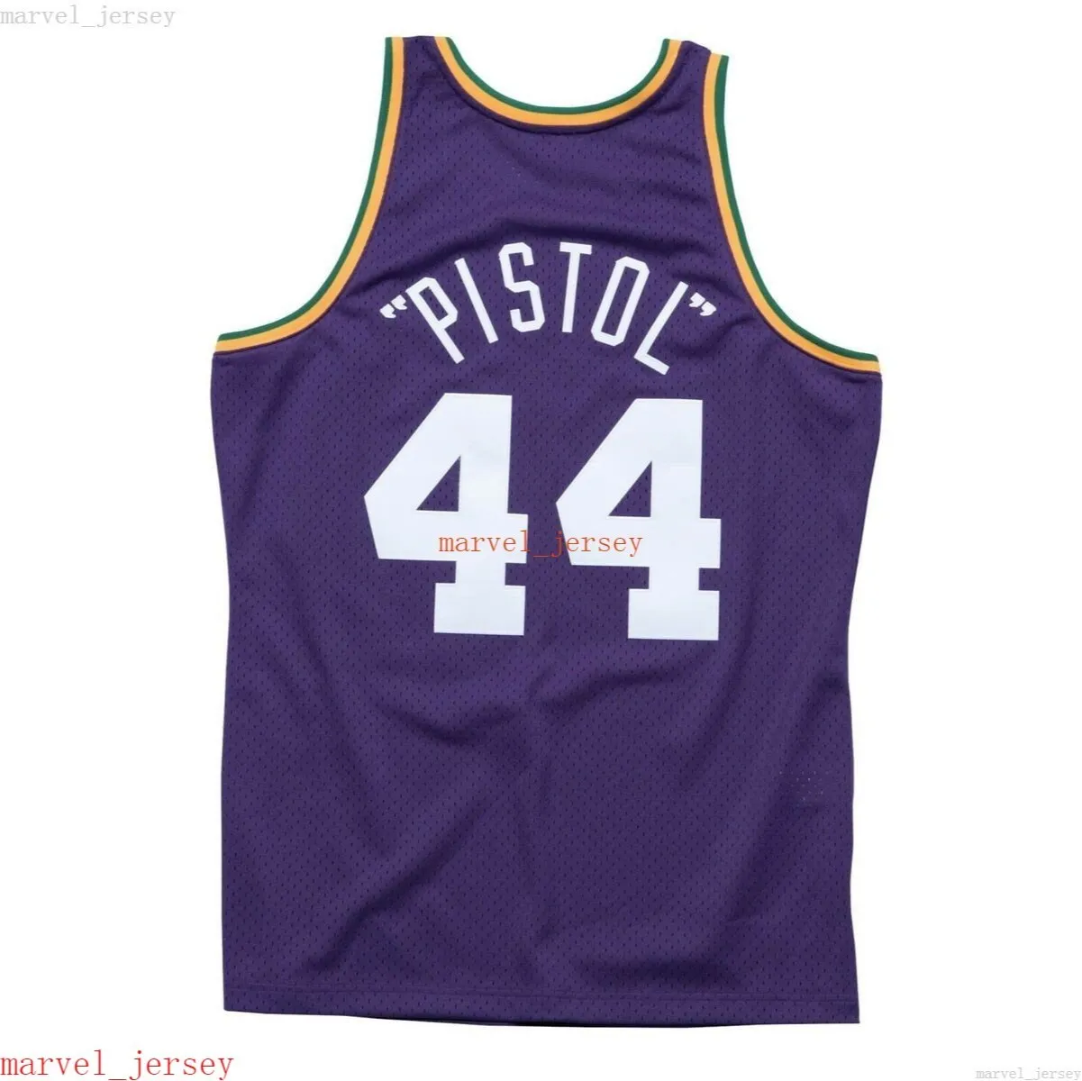 Custom Stitched Pete Maravich Mitchell & Ness Purple 1974 75 Swingman