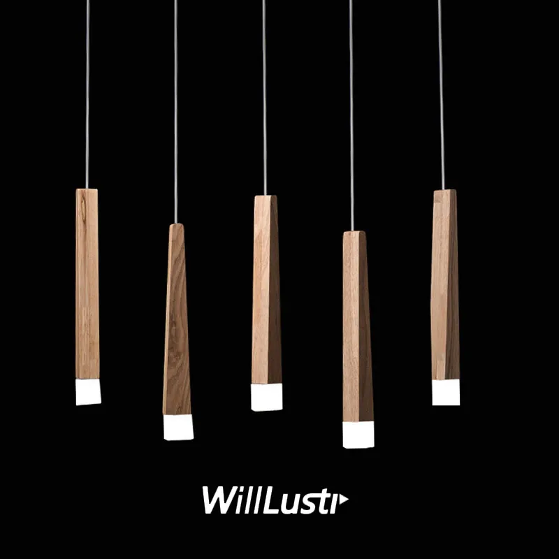 Minimalista Wood LED Pingente Lâmpada Matchstick Suspensão Luz Dinning Sala de Reunião Escritório Bar Barra Acrílico Acrílico Iluminação Pendurado