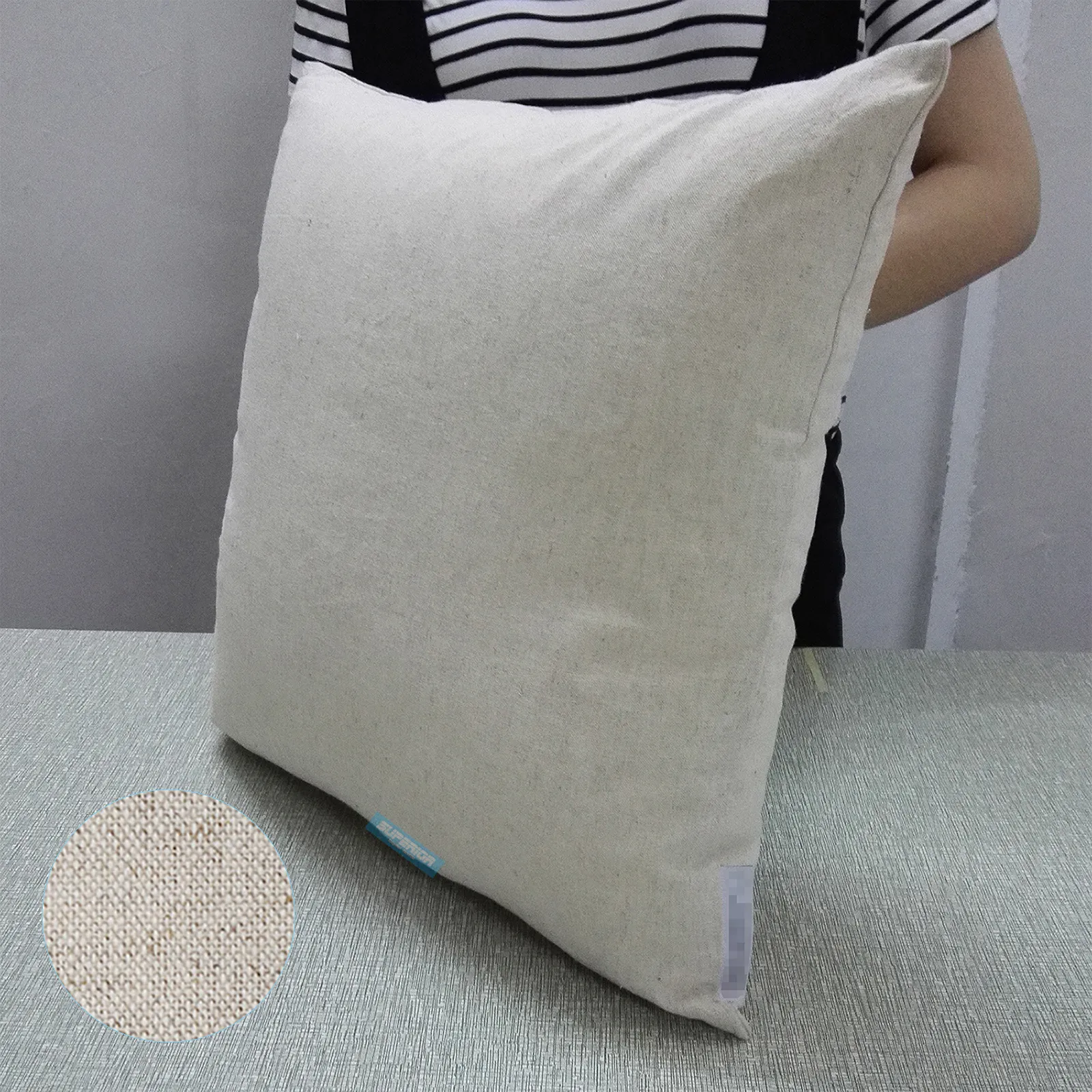 30 pcs 12x16 inches Linen-Cotton Blended Natural Cushion Cover Light Gray Color Linen/Cotton Blend Blank Pillow Cover For DIY Embroidery