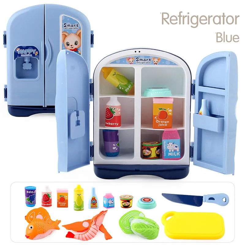 Pretend Play Simulation Kitchen Toy Mini Fridge Furniture Refrigerator  Accessories Cook Food Play House Toys For Girls Children