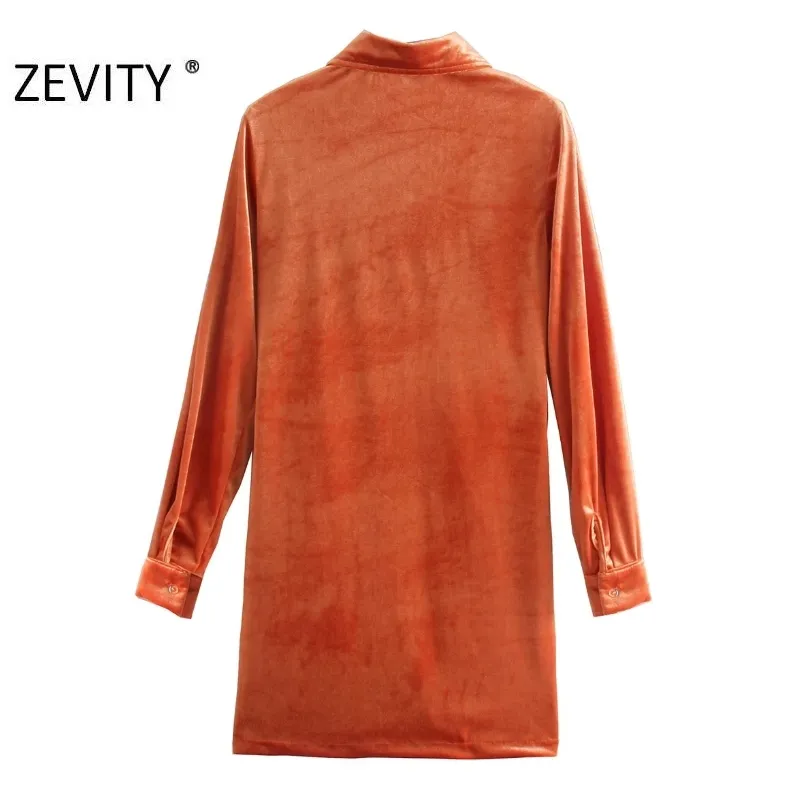 Zevity Autumn Fashion Women Women Orange Green Color Single Slip Slip Abito Selta Slip Dressato femmina Velvet Velvet Vestitido DS4617 Y0118