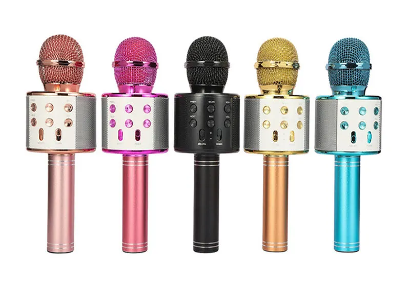 Top Quality WS 858 Bluetooth Wireless Microphone Handheld Karaoke Mic with USB Cahrging KTV Player Record Music For Kids Toys Party Singing