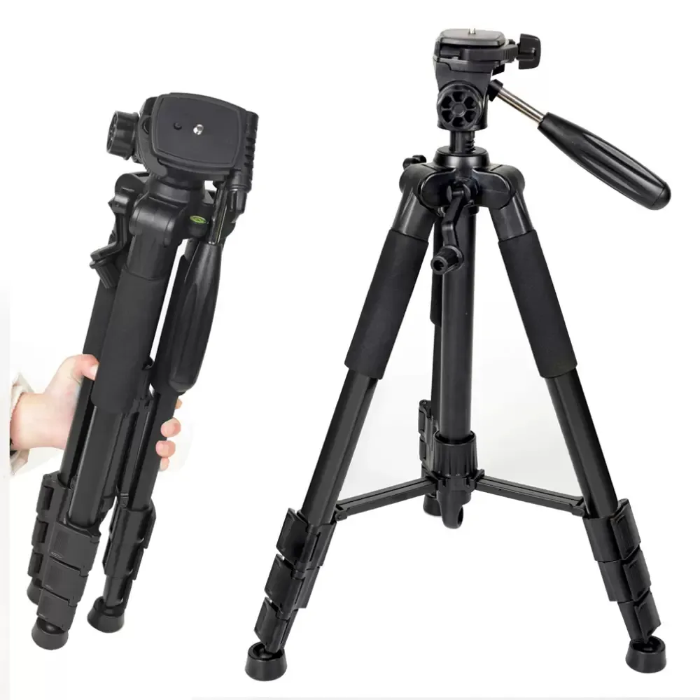 Professional Tripod Portable Pro Aluminium Tripod Camera Stand with 3-way Pan Head for Digital Dslr